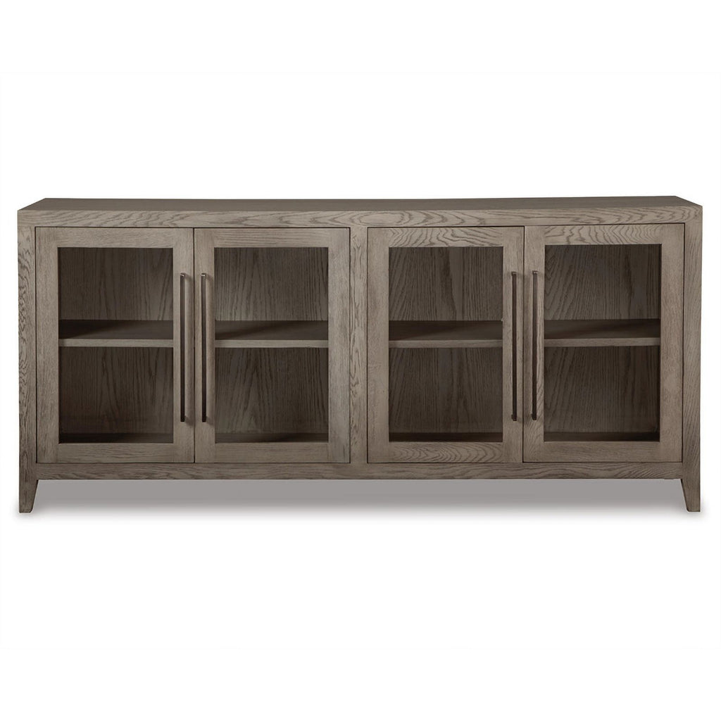 4-Door Wood Accent Cabinet in Antiqued Light Gray W95801