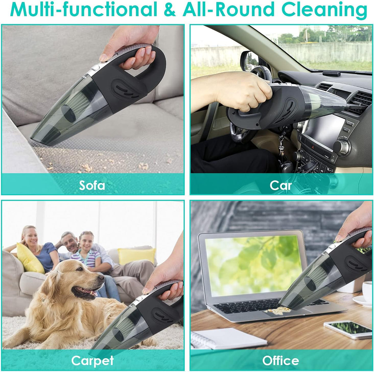 Portable Handheld Vacuum Cleaner Cordless Rechargeable Mini Car Vacuum Wet Dry Pack of 2 A189818