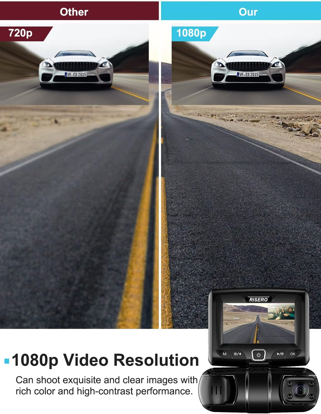 Dual Dash Cam Front and Rear 1080P Car Dashboard Camera Recorder P9955