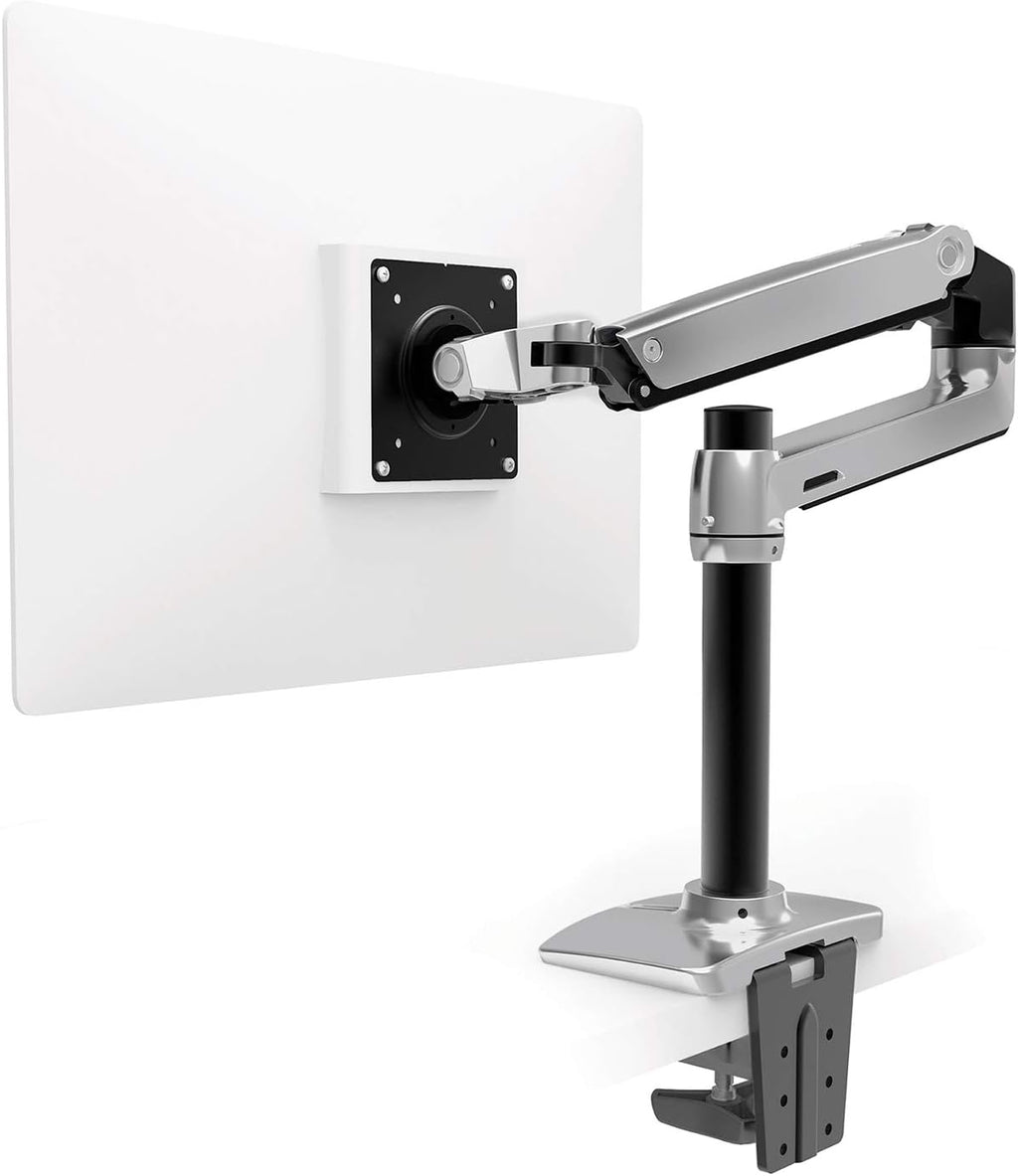 White Tall Pole Single Monitor Arm Desk Mount L244155