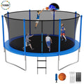 14FT Trampoline with Enclosure and Basketball Hoop P2366