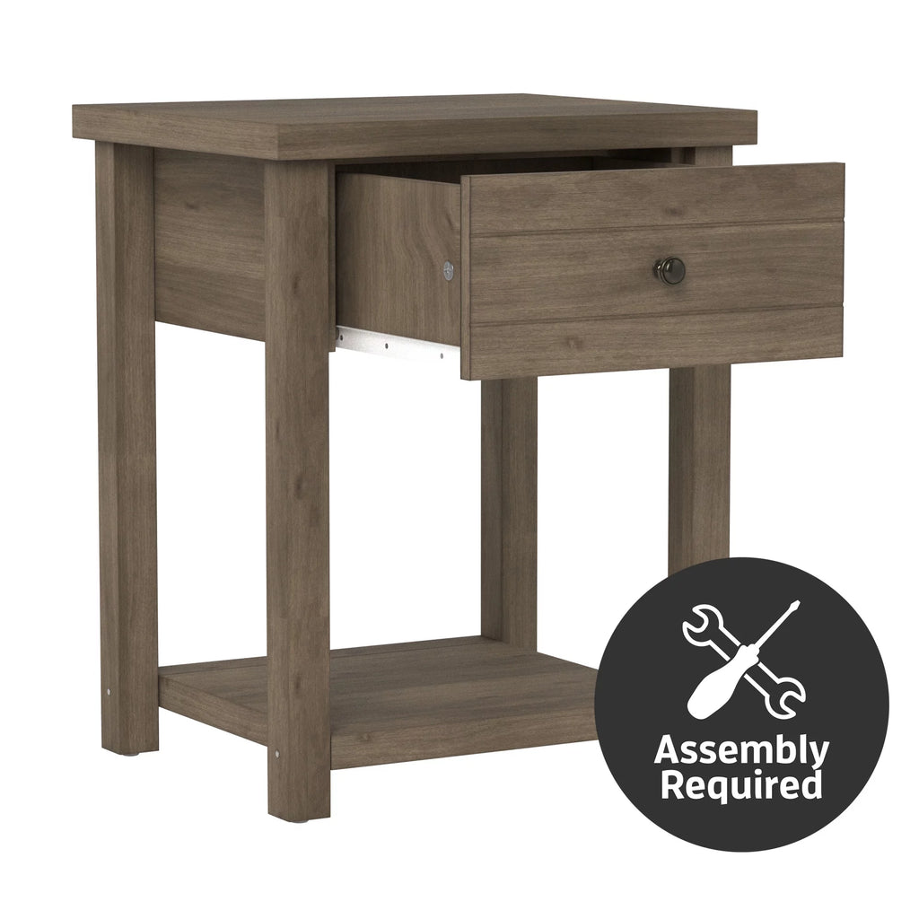 Knotty Gray Oak Wood Accent Table V879158