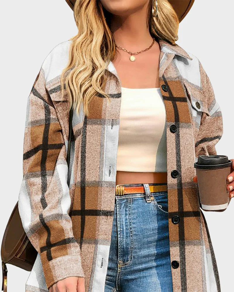 Plaid Flannel Shirt Jacket E82193