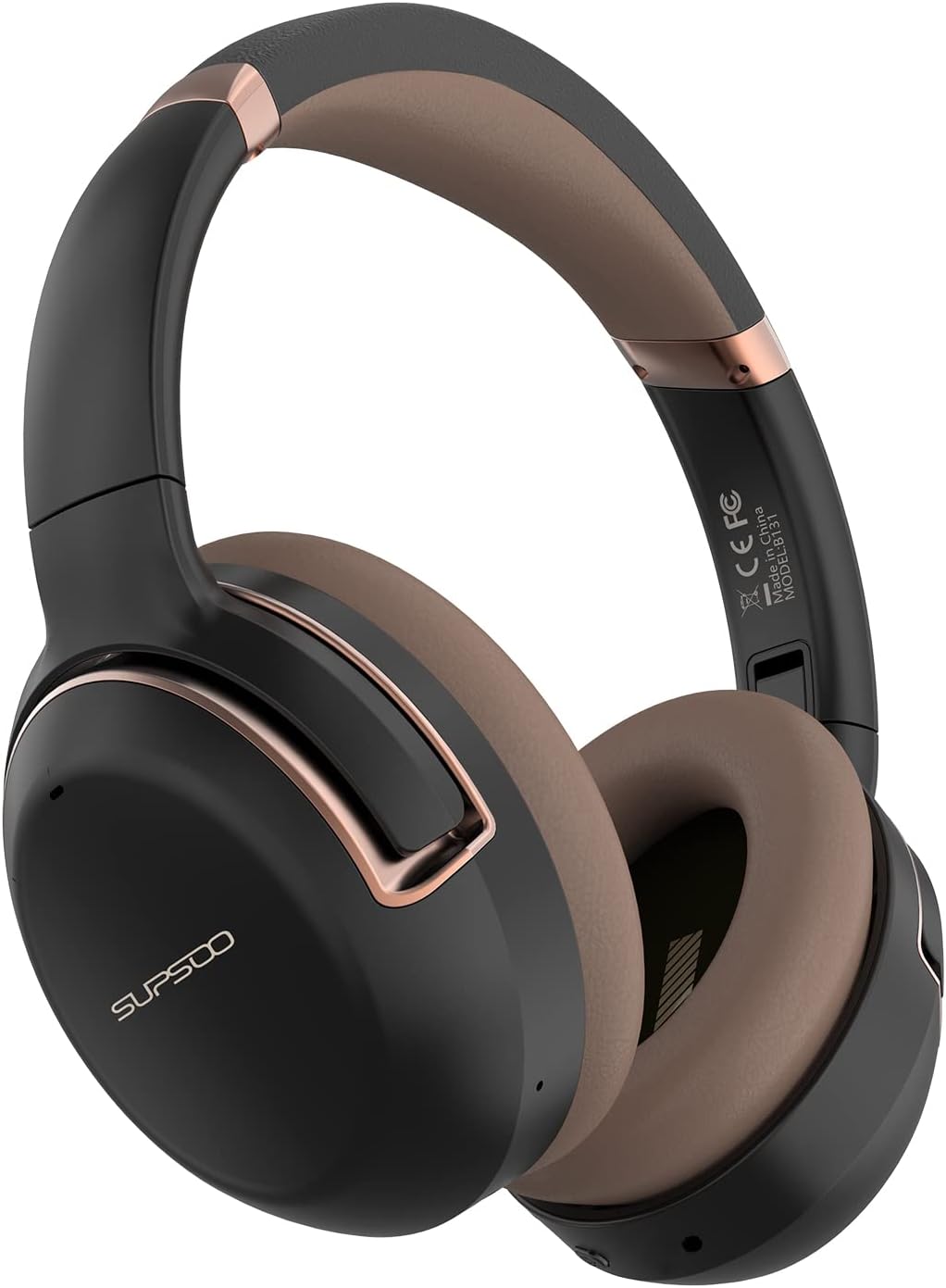 Black Brown Wireless Active Noise Canceling Over Ear Headphones with Mic E180312
