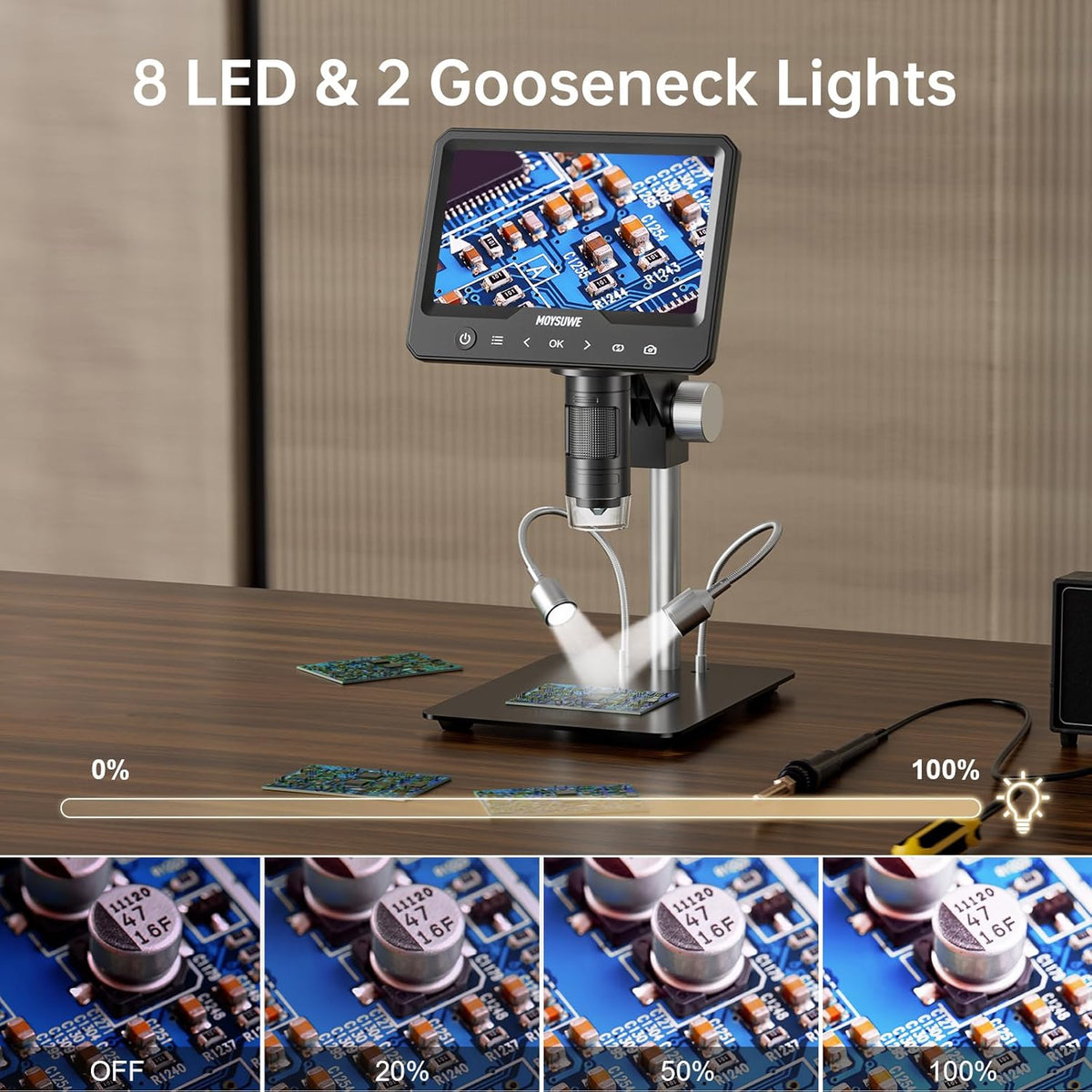 7'' LCD Digital Microscope, 1200X, 1080P, 32GB E2055