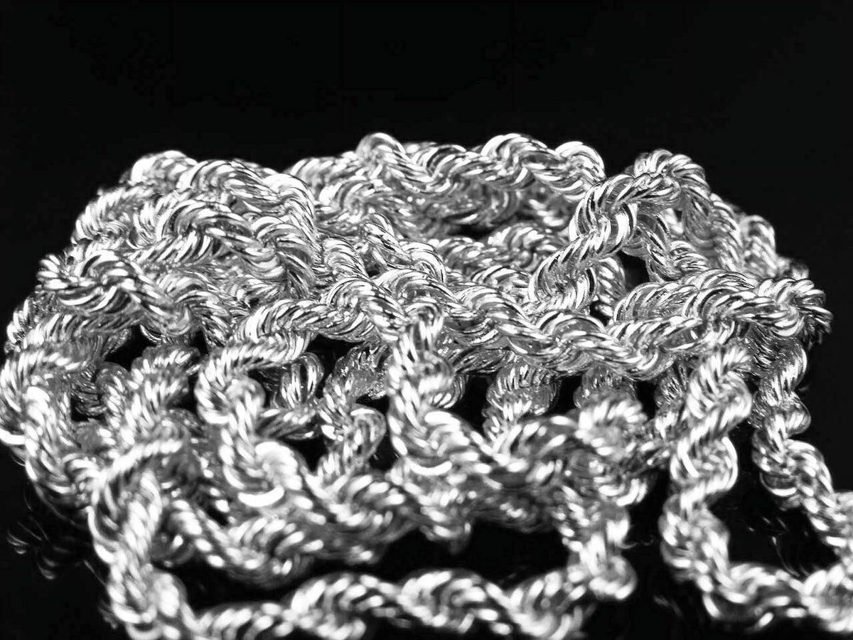 10K White Gold Hollow Rope Chain 2.5MM 18-28 Inches F787