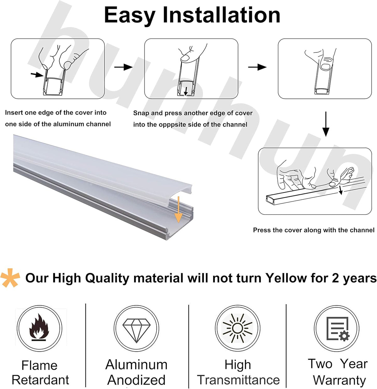 10-Pack 6.6ft U Shape LED Aluminum Channel System with Milky Cover V906232