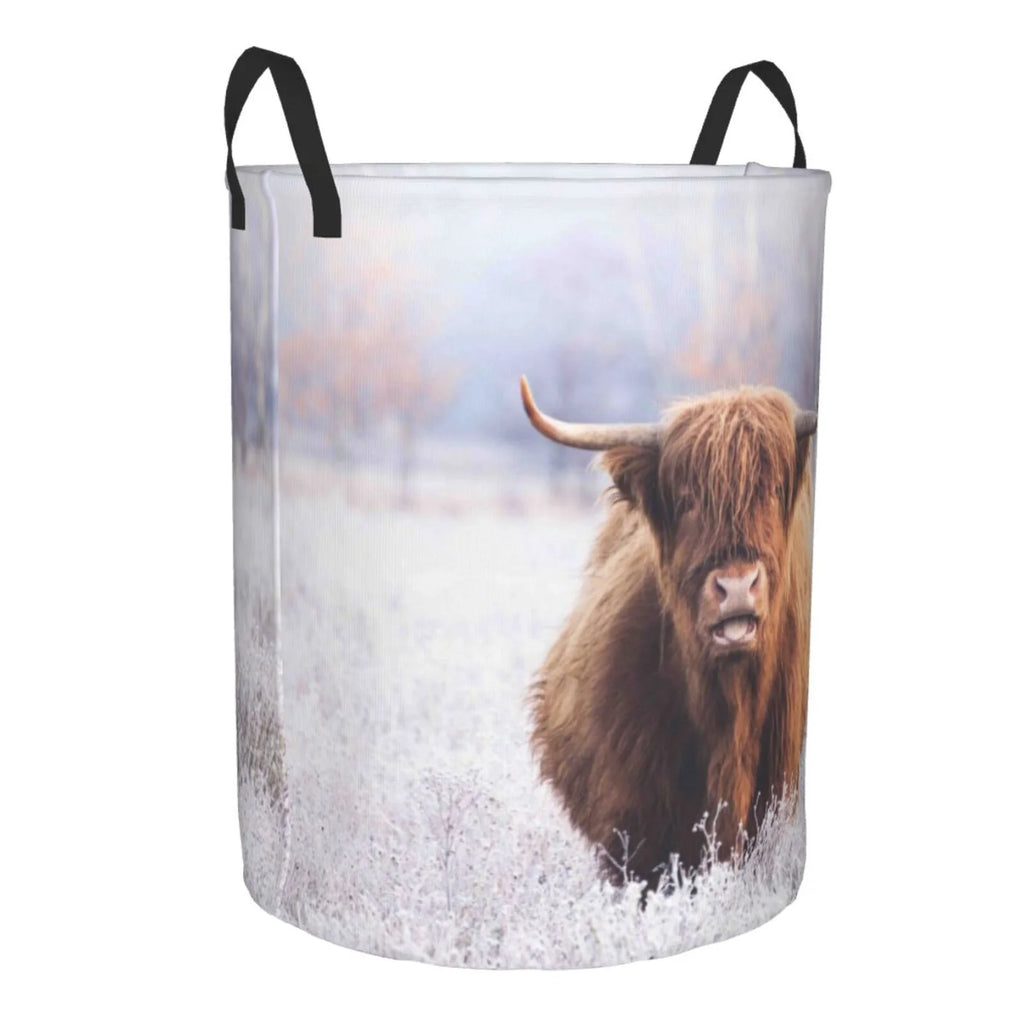 Highland Cow Waterproof Foldable Laundry Hamper Bucket With Handles (Medium) S6797