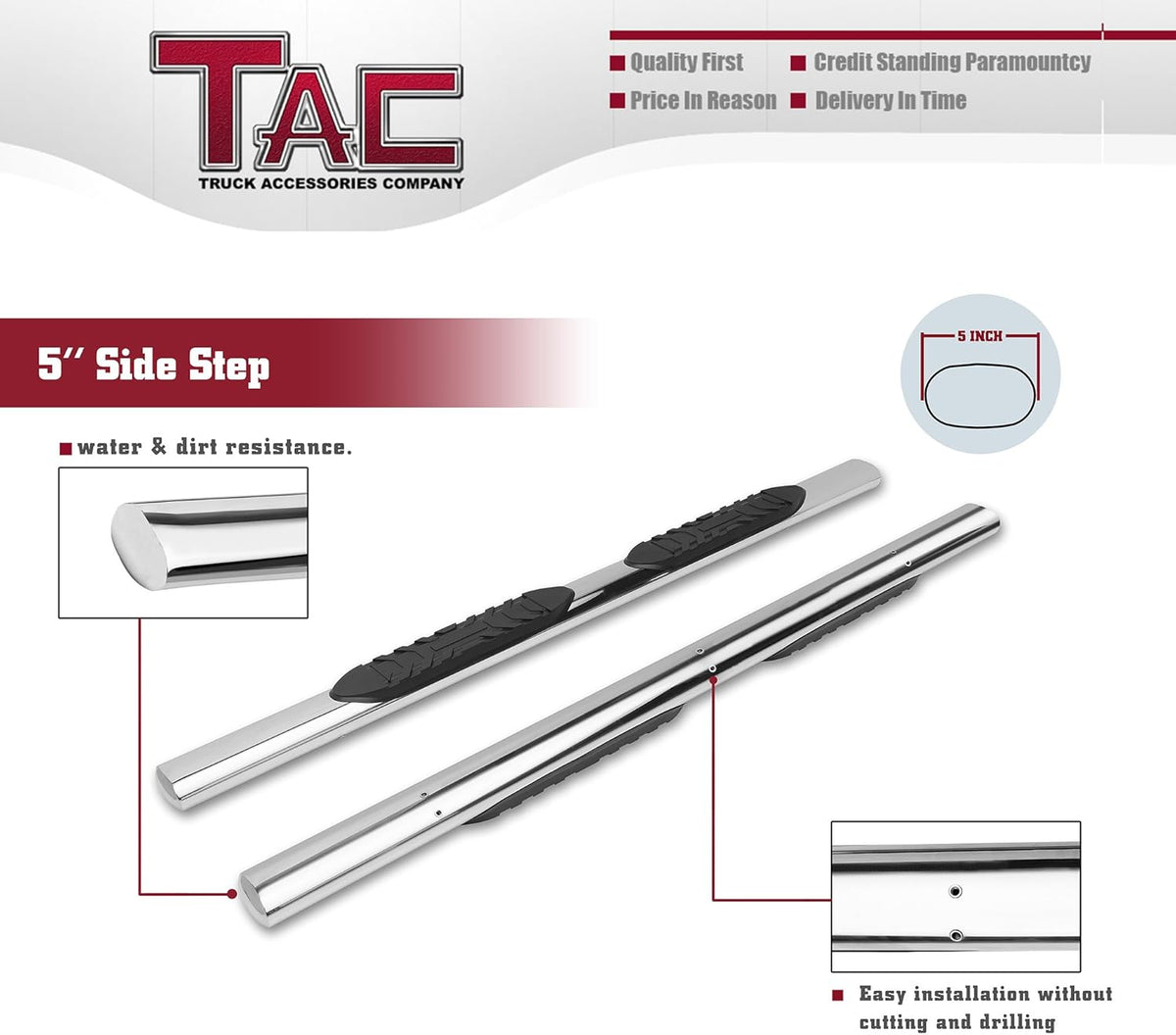 Stainless Steel Side Steps Running Boards 2Pcs B87005