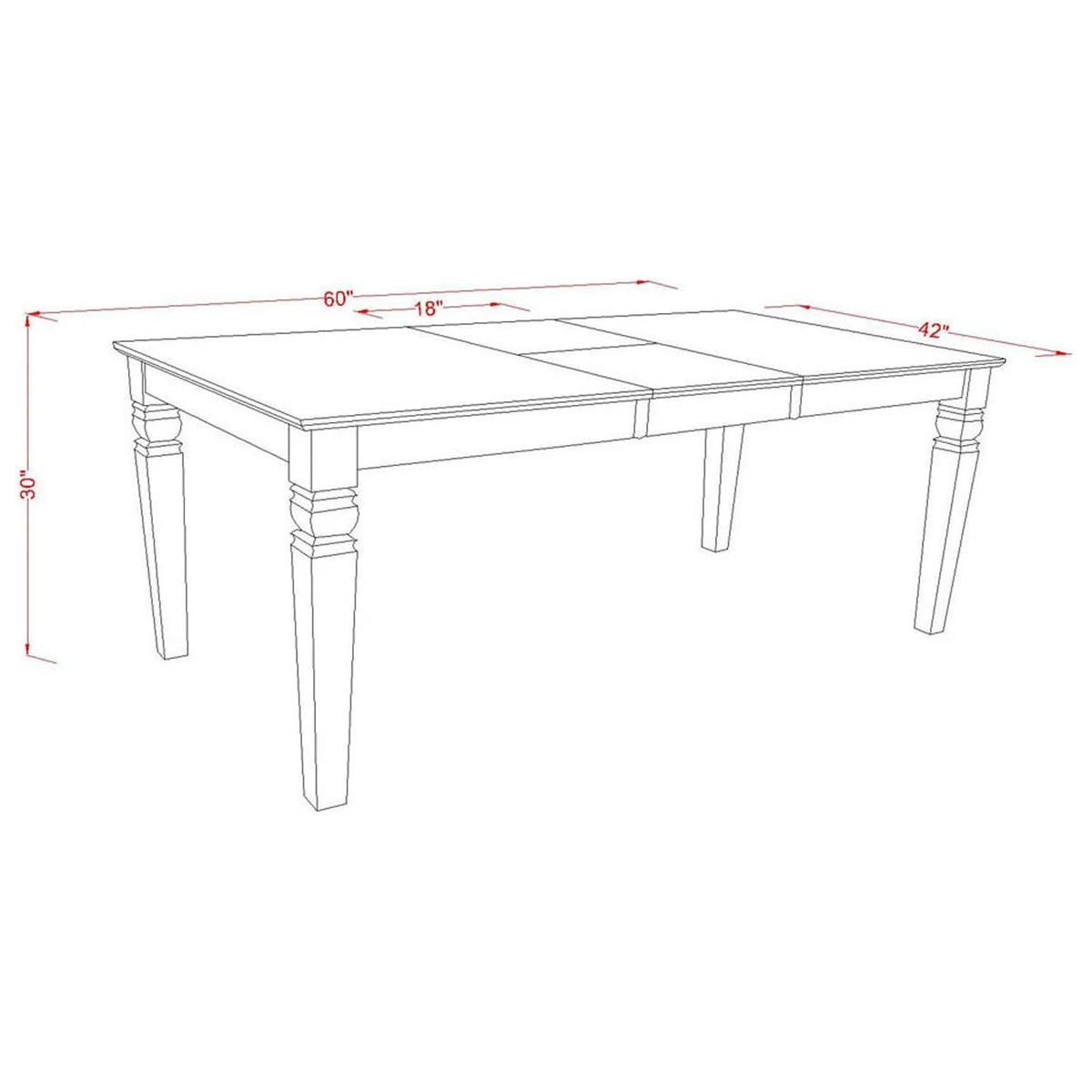 Rectangular Dinette Table with 18 In Leaf and 6 Parson Chair I688414