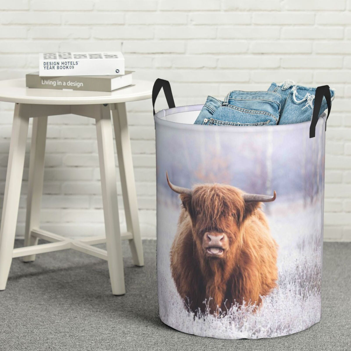 Highland Cow Waterproof Foldable Laundry Hamper Bucket With Handles (Medium) S6797