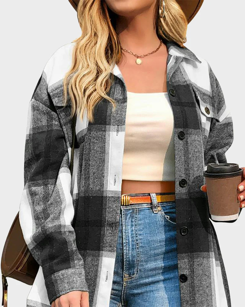 Plaid Flannel Shirt Jacket E82193