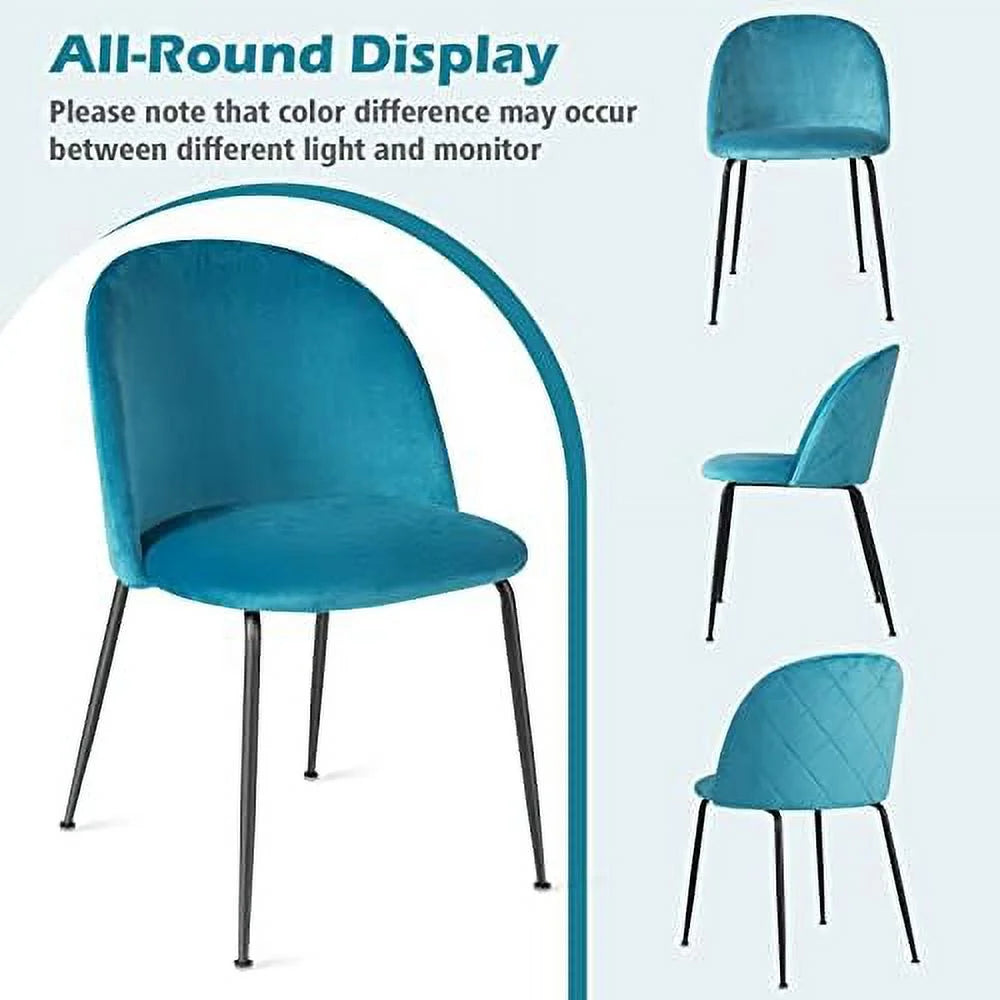 Velvet Dining Chairs Set of 4 Teal Blue I101