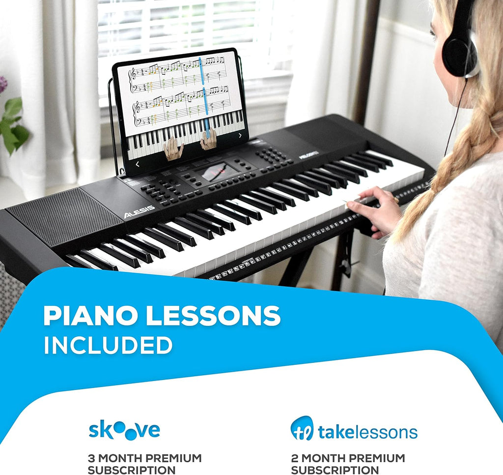 61 Key Keyboard Piano with 300 Sounds, Speakers, Digital Piano Stand, Bench, Headphones, Microphone X98084