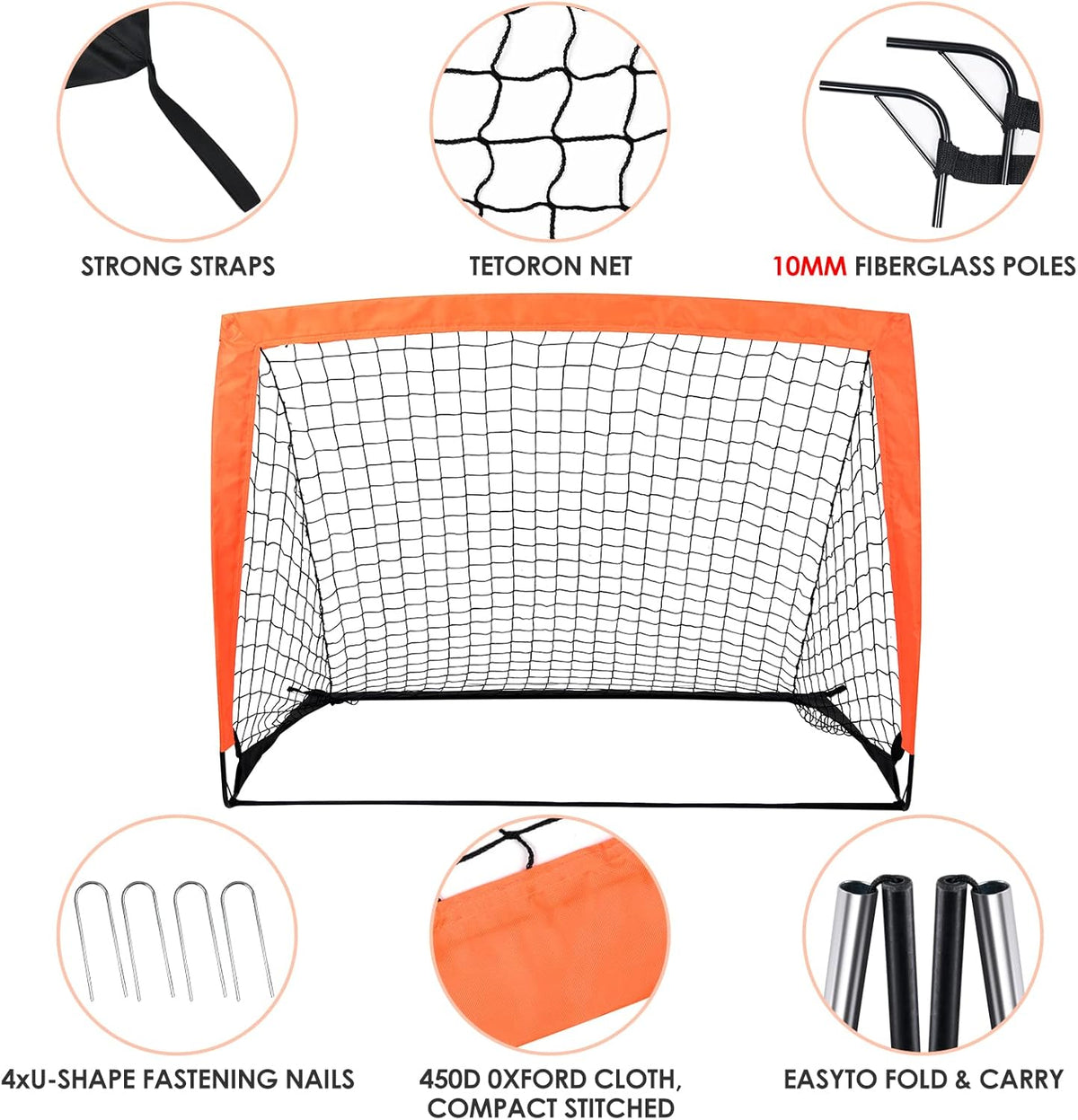 Soccer Goal Net Set with Carry Bag J24495