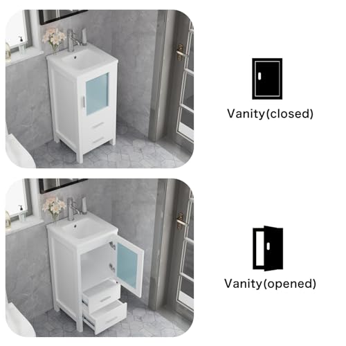 16" Single Sink Bathroom Vanity with Faucet and Drain (White) Z111570