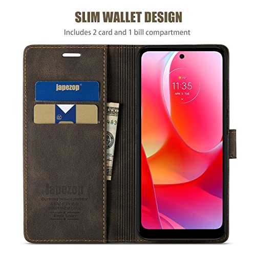 Blue Leather Wallet Case with Card Holder for Moto G Power 2022 Y1119
