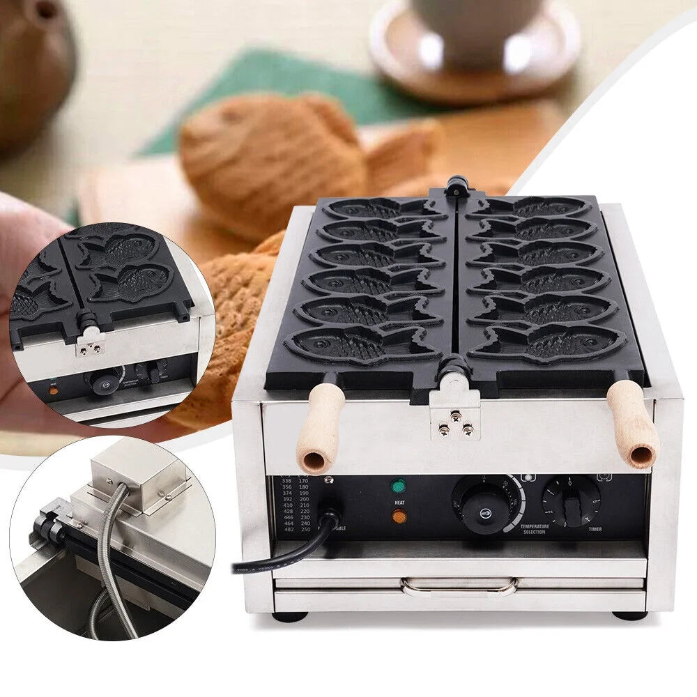 Nonstick Stainless Steel Fish Shape Waffle Iron Baker Machine S902