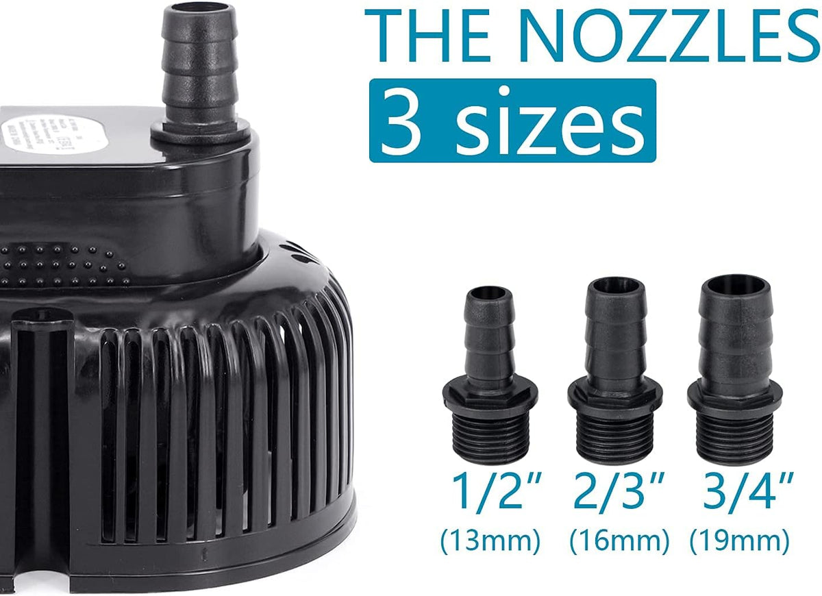 850GPH 75W Submersible Water Pump with Drainage Hose and 3 Adapters, Pack of 2 Y980