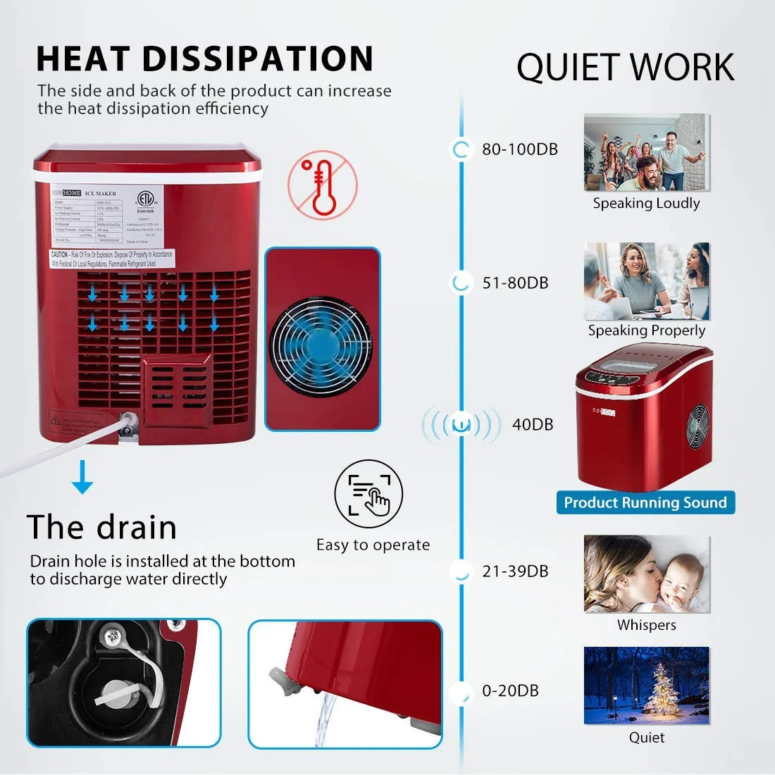 Countertop Self-Cleaning Portable Ice Maker Machine 26Lbs/24H with Ice Scoop F6587