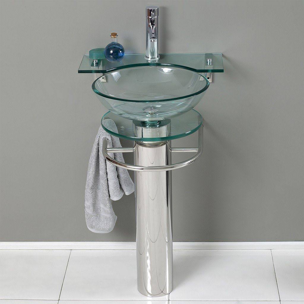 Modern Glass Bathroom Pedestal J12602