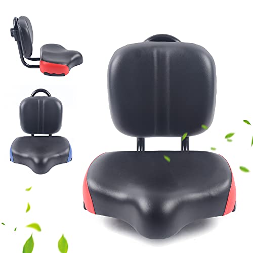 Backrest Saddle Bike Seat with Backrest, 11.5" x 9.5" Universal Bicycle Saddle Seat with Back Support, Faux Leather Foam Cycling Seat Cushion Y770470