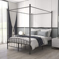 Queen Size Black Metal Canopy Bed Frame with Headboard and Footboard Z4479