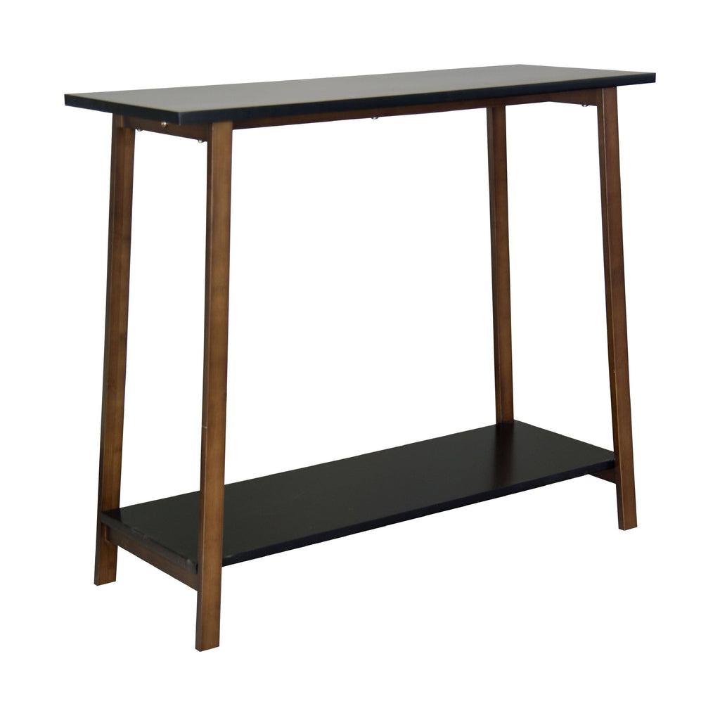 White 2-Tier Solid Bamboo Console Table D6354