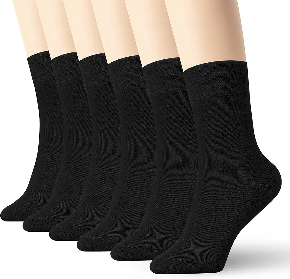 Black White Cotton Socks, 6 Pairs, Size 6 to 11 D7794