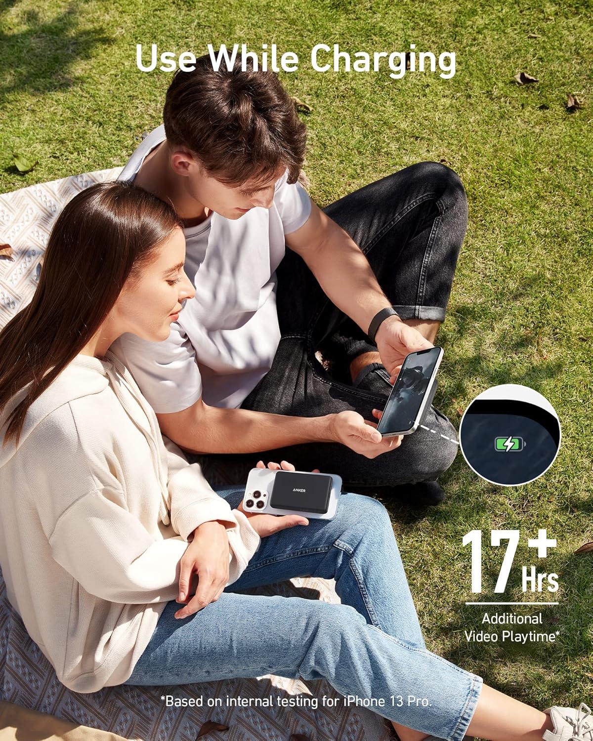 Black 5000 mAh Magnetic Wireless Portable Charger O163149