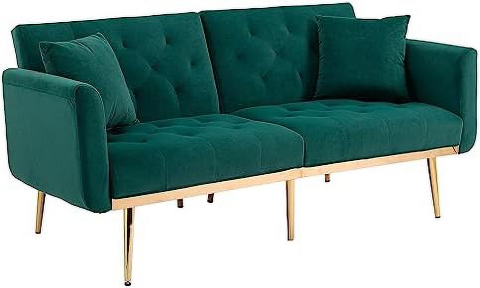 Peach Velvet Loveseat with 7 Gold Metal Legs G999652