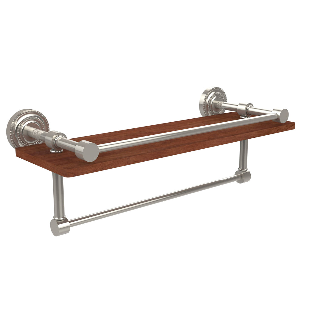 Polished Nickel Ironwood Shelf with Gallery Rail and Towel Bar T5076