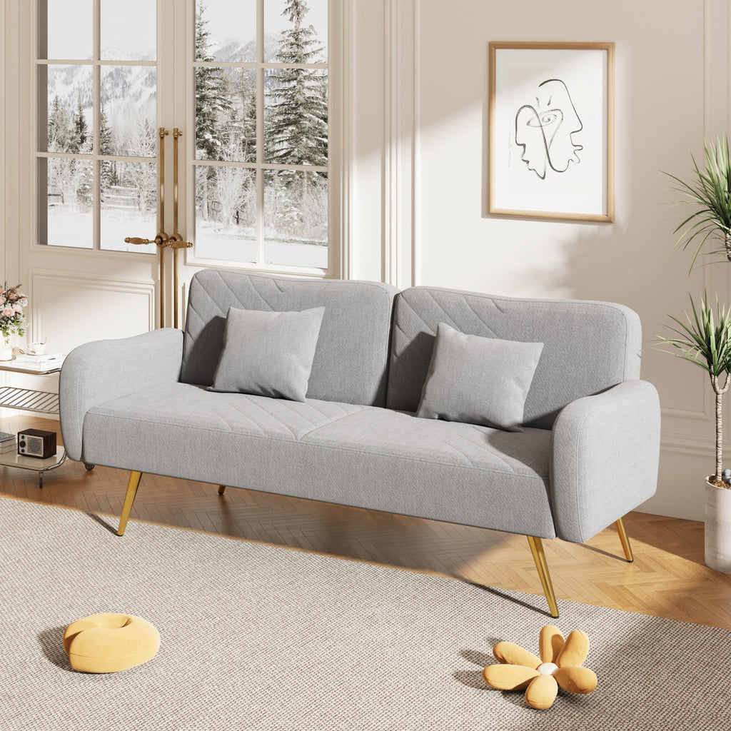 70.5" Linen Convertible Sleeper Sofa Bed with Adjustable Splitback M77932