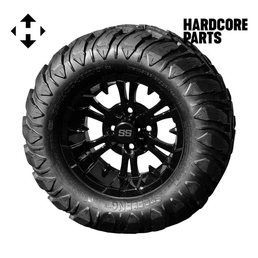 6” Heavy Duty Double A-Arm Suspension Lift Kit with 12" Black Wheels and 22"x11"-12" Mud-Terrain/All-Terrain Tires Q971