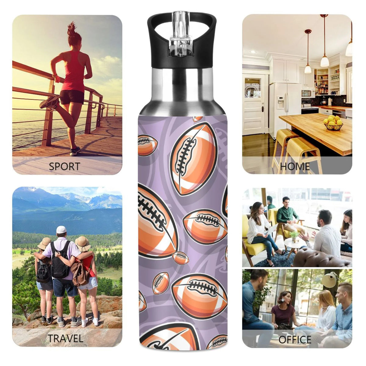 20 oz Insulated Stainless Steel Water Bottle with Straw Lid E8538