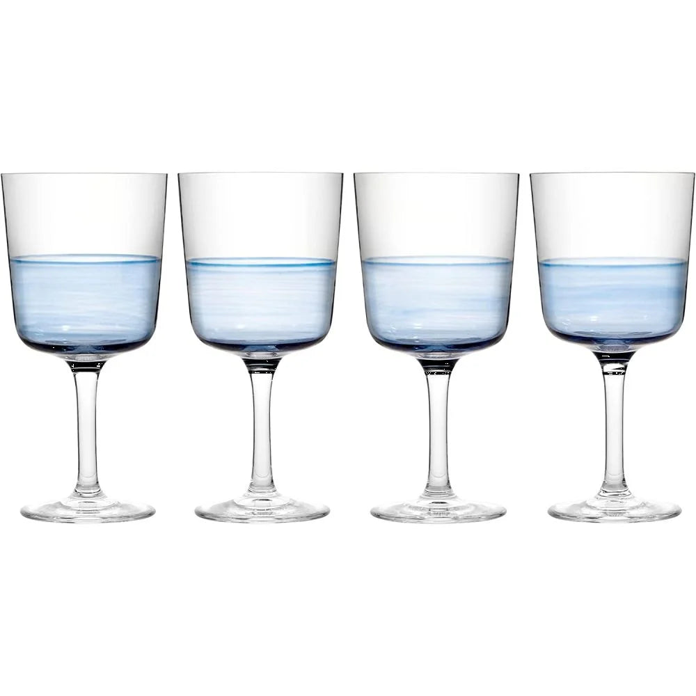 Blue Crystal Wine Glass Set of 4 F316