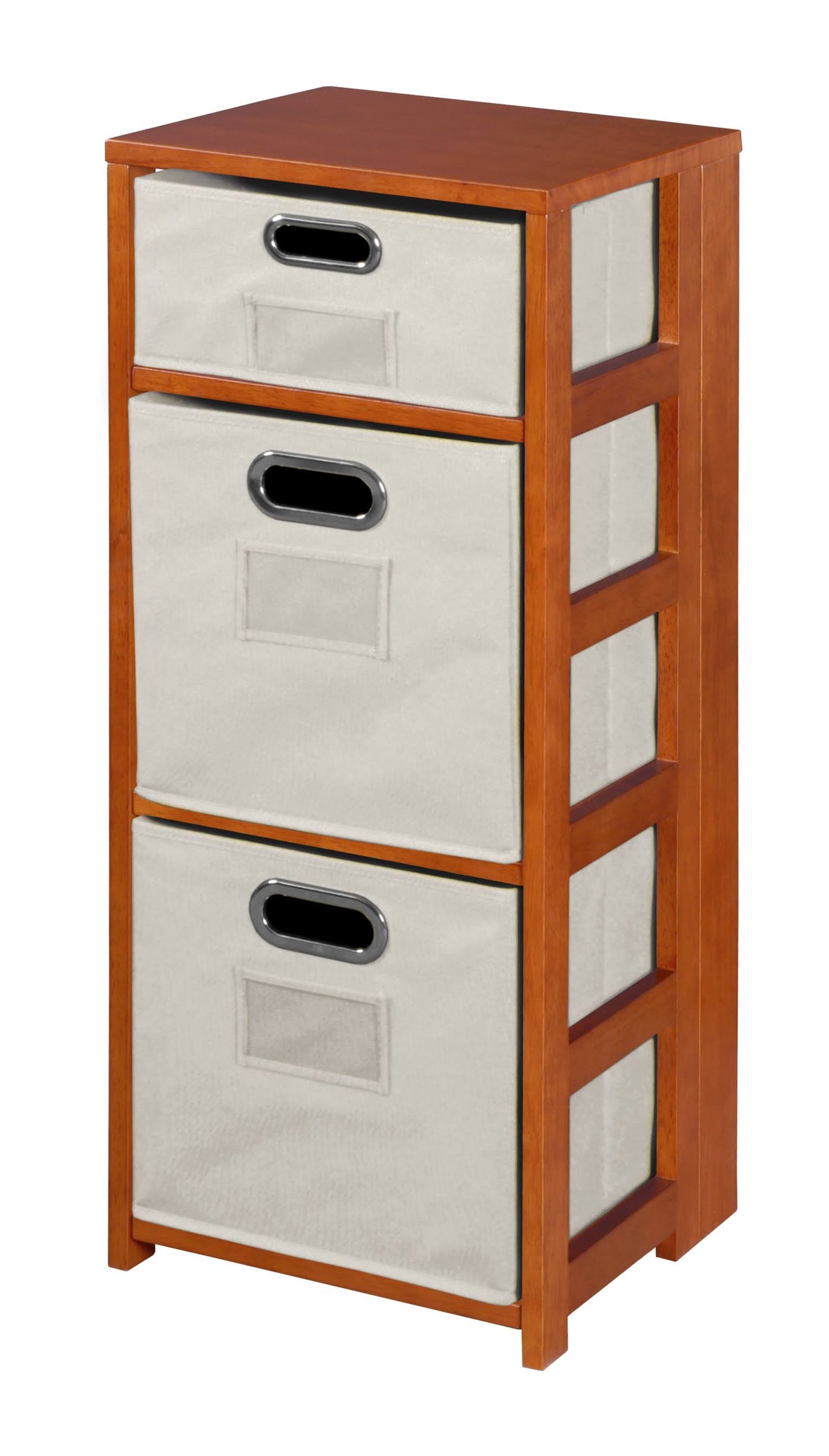34 in. Square Folding Bookcase with Fabric Bins T566429