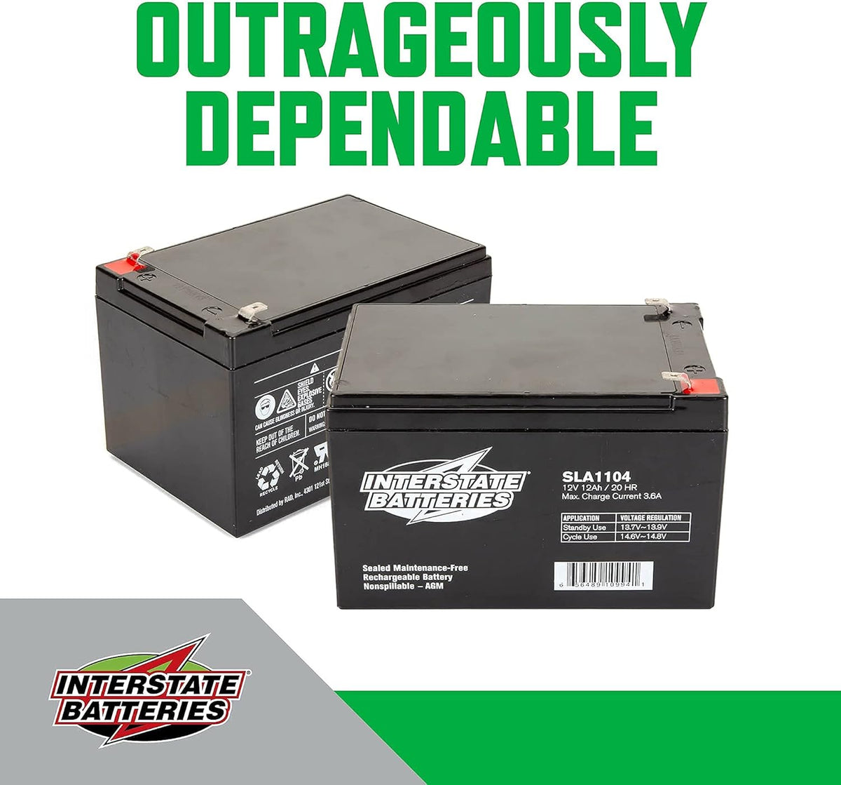 12V 12Ah Sealed Lead Acid Rechargeable SLA AGM Battery Pack of 2 L98930