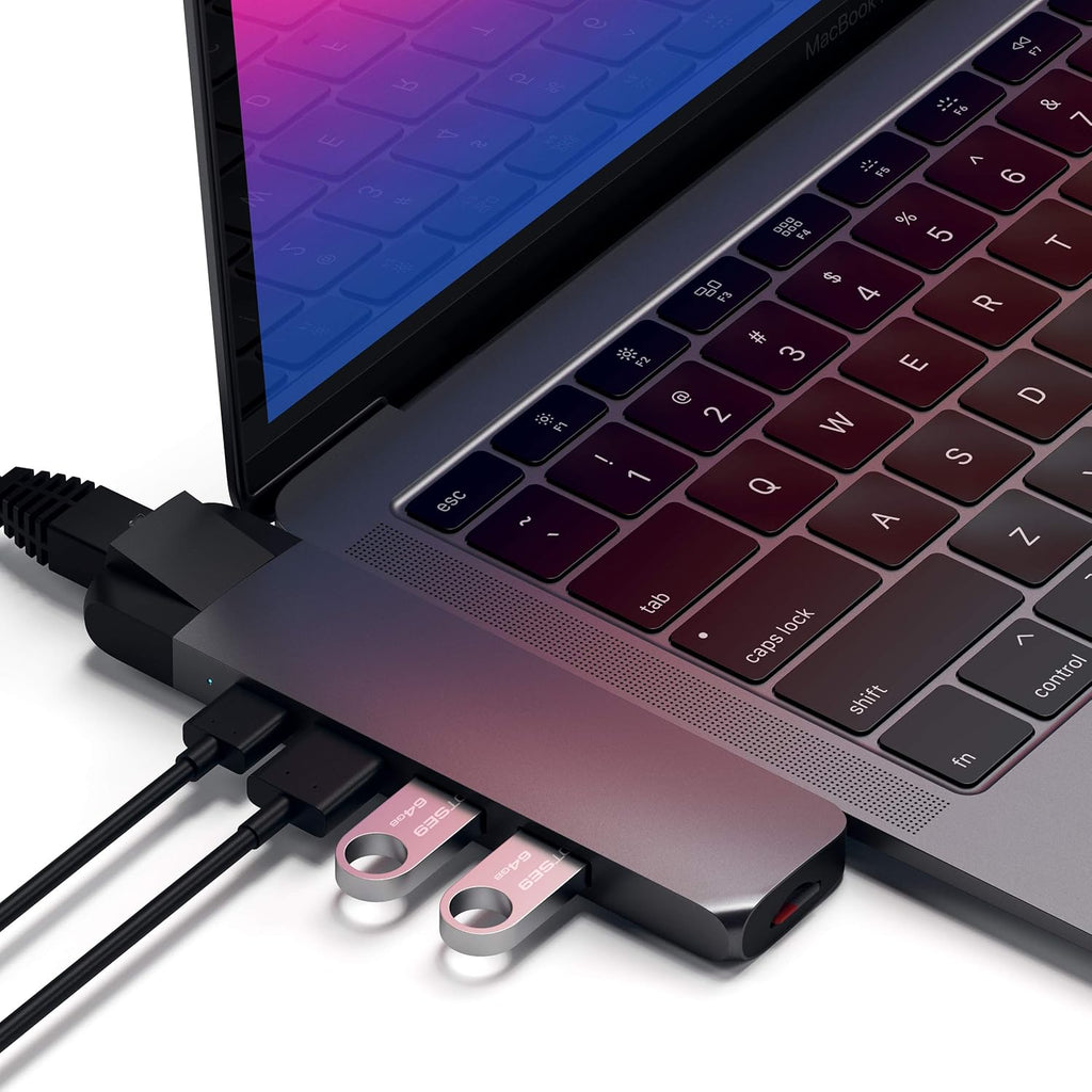 Type-C Pro Hub Adapter with Ethernet, 4K HDMI, USB-C PD, Gigabit Ethernet, USB 3.0, Micro SD Card Slot, Silver K35605