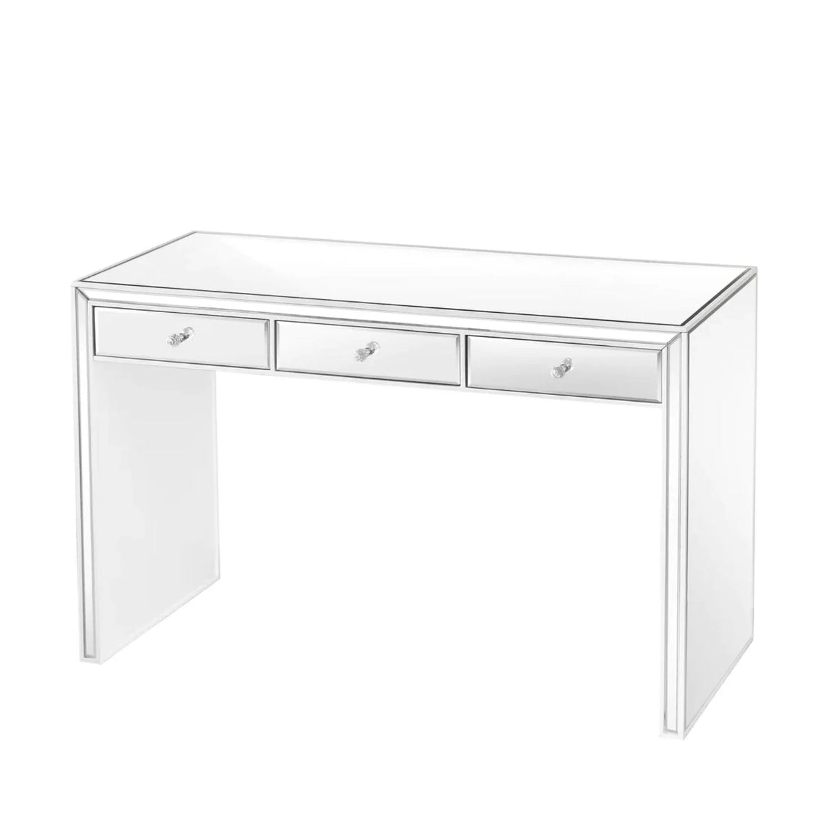 White Mirrored Vanity Table with 3 Pull Out Storage Drawers W71507