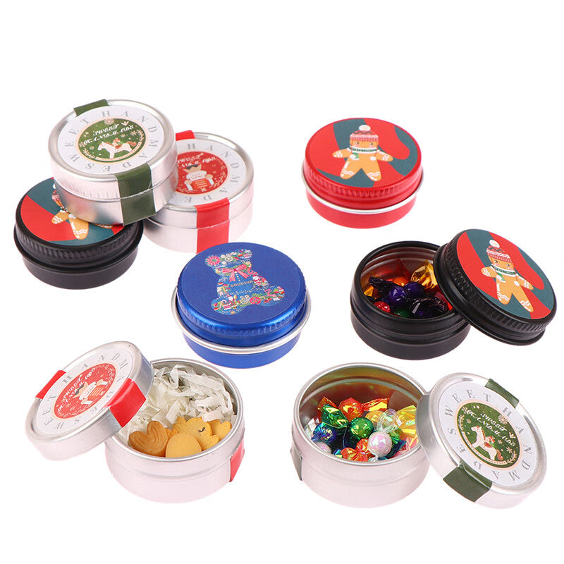 1:12 Dollhouse Miniature Christmas Cookies Biscuit Candy Gift Box Tin Box Model Toy S6096