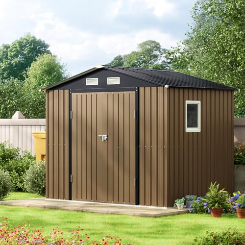 Brown Outdoor Steel Storage Shed O267