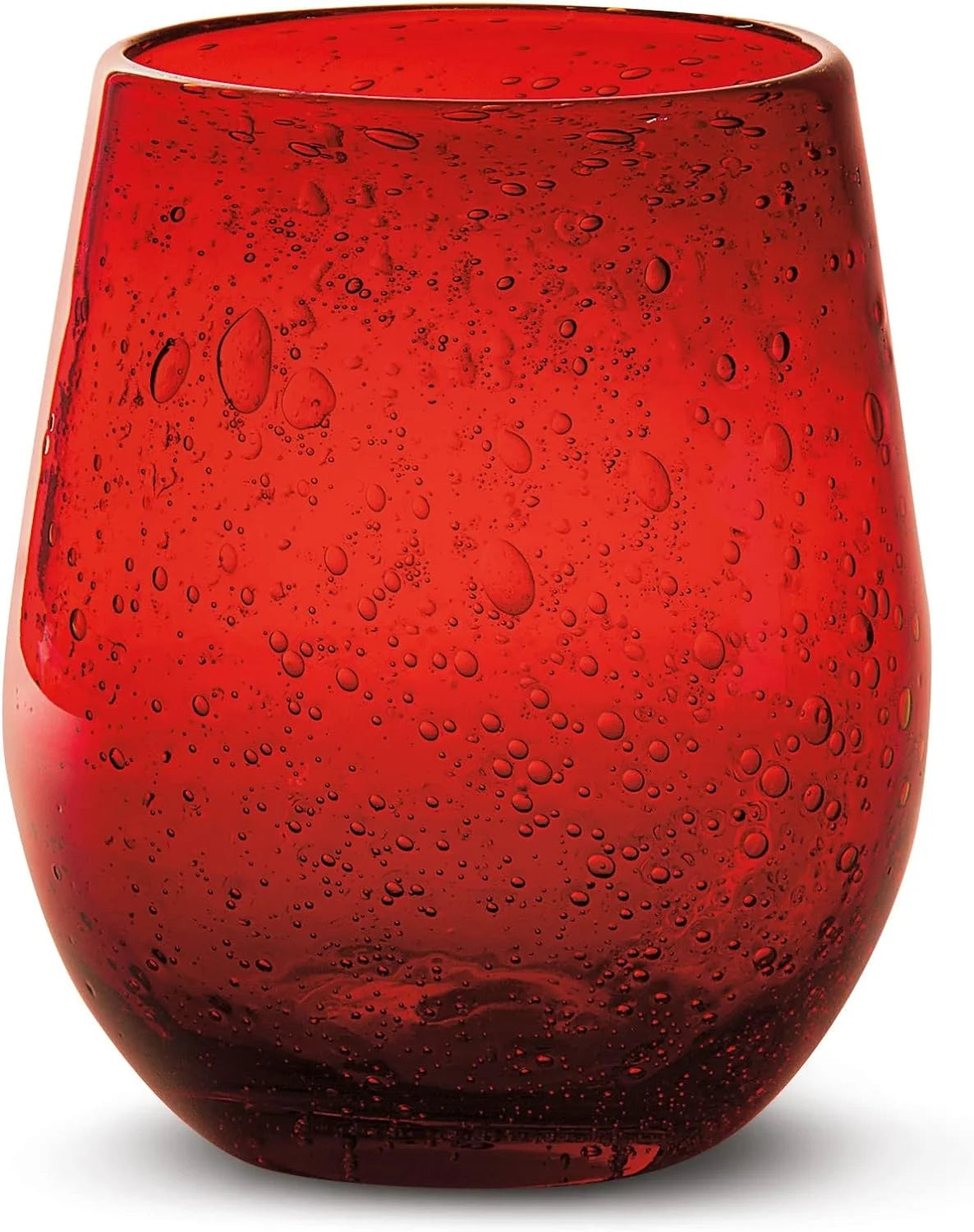 Red 16 Oz. Bubble Glass Stemless Wine Glassware P563357