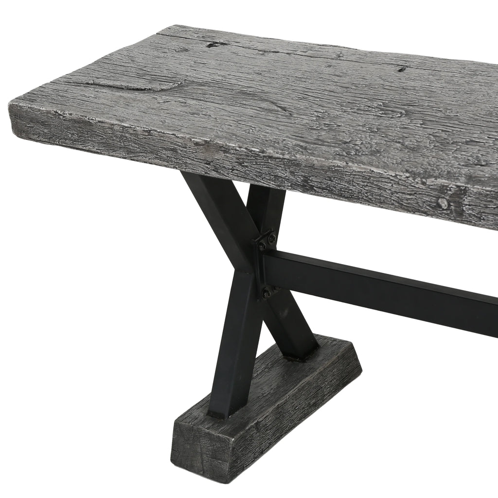 Grey Concrete and Steel Dining Bench F888564