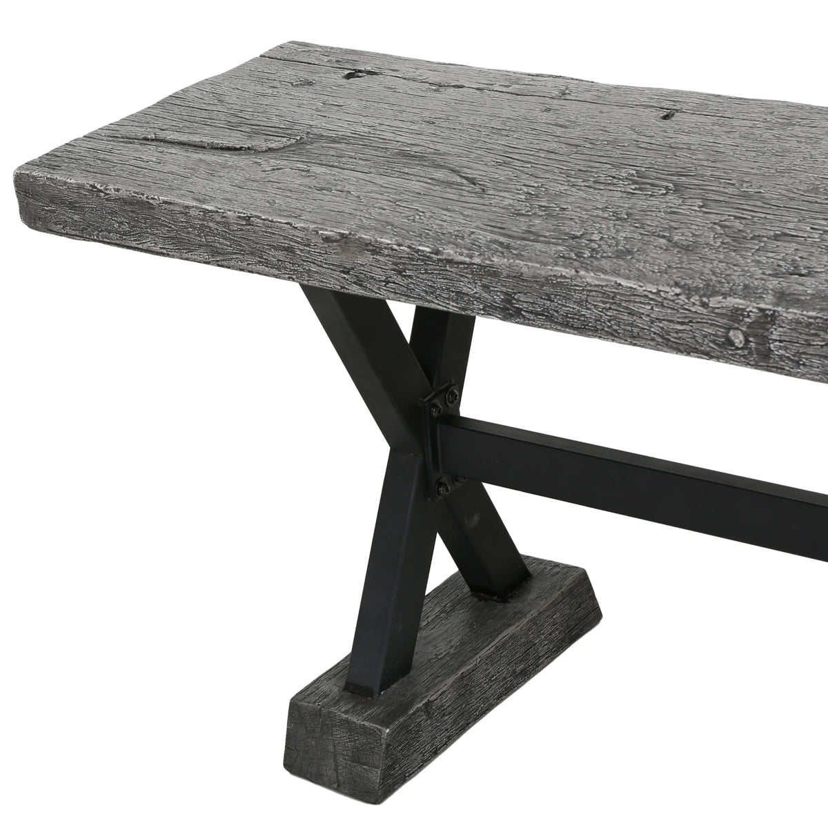 Grey Concrete and Steel Dining Bench F888564