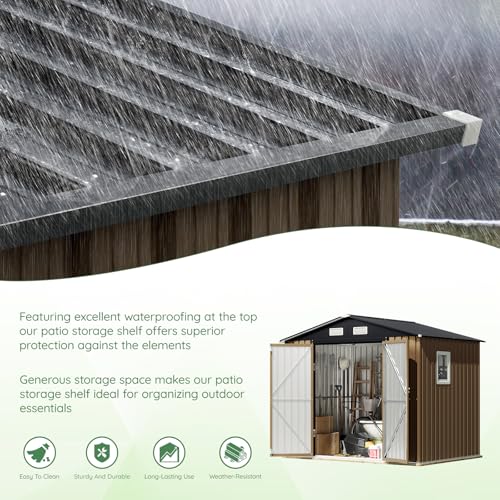 Brown Outdoor Steel Storage Shed O267