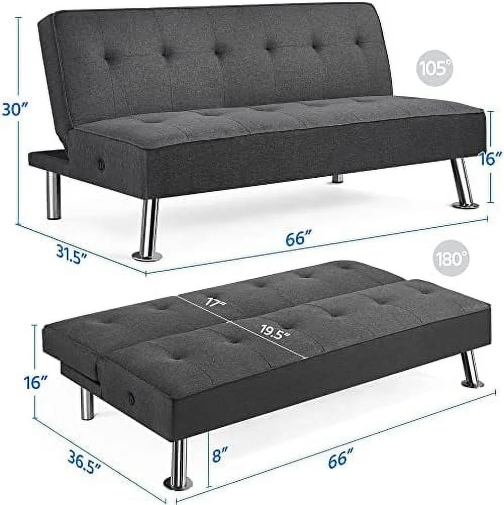 Convertible Futon Sofa Bed with USB Charging Ports H3452