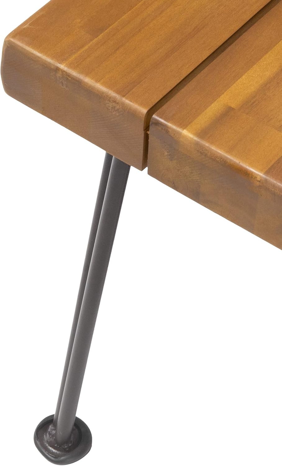 Teak and Rustic Metal Acacia Wood Bench K45049