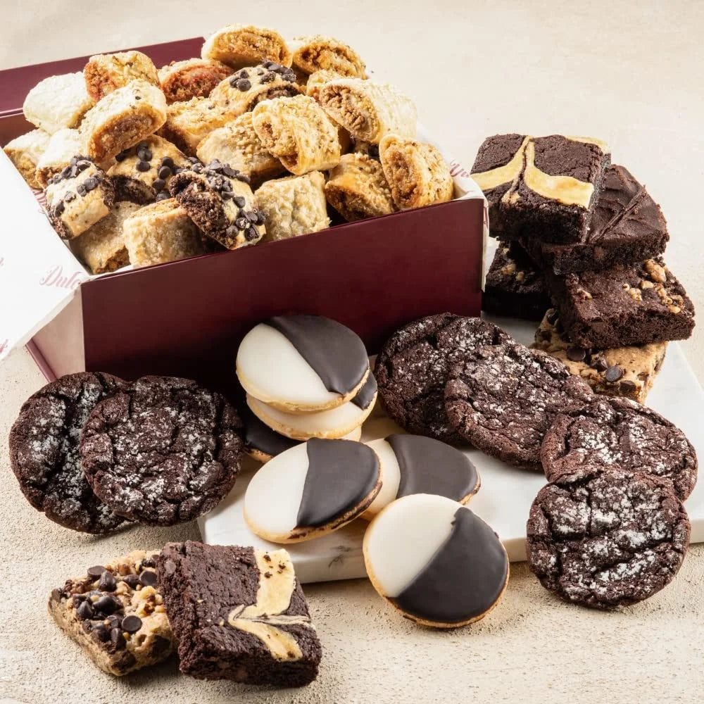 Food Basket with Mini Black and Whites, Walnut Brownies, and Assorted Rugelach B283603