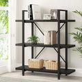 Black 3 Tier Metal Wooden Bookshelf M195262